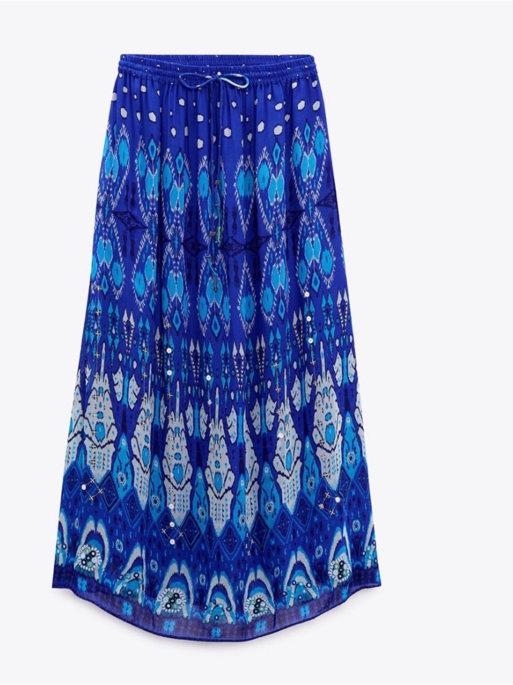 Zara Blue Patterned Midi Skirt